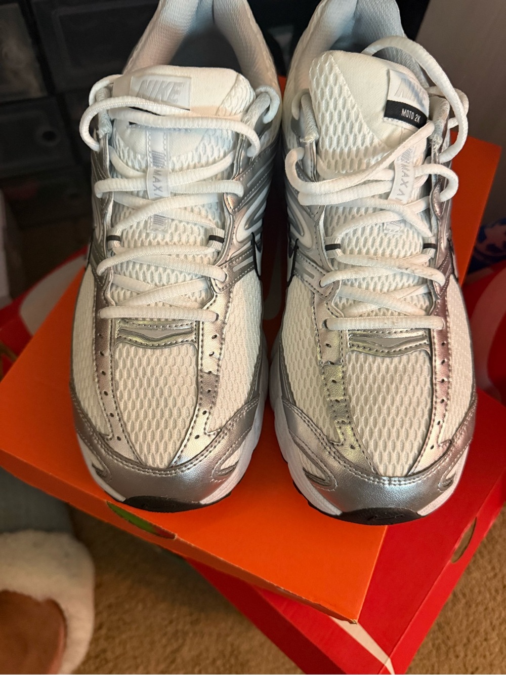 Nike Air Max Moto 2K Women's Sneakers in White, Black and Silver
